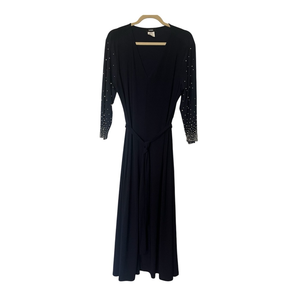 MSK Long Sleeve Dress with Embellished Details. Navy
Measurements below - Picture 2 of 6
